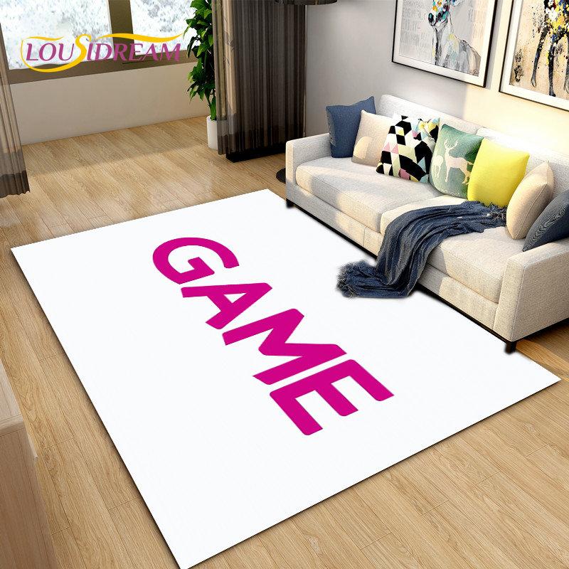 3D-Cartoon-Gamer-Game-Over-Bereichsteppich, groß, Teppich für Wohnzimmer, Schlafzimmer, Sofa, Fußmatte, Dekoration, Kinder spielen, rutschfeste Bodenmatte