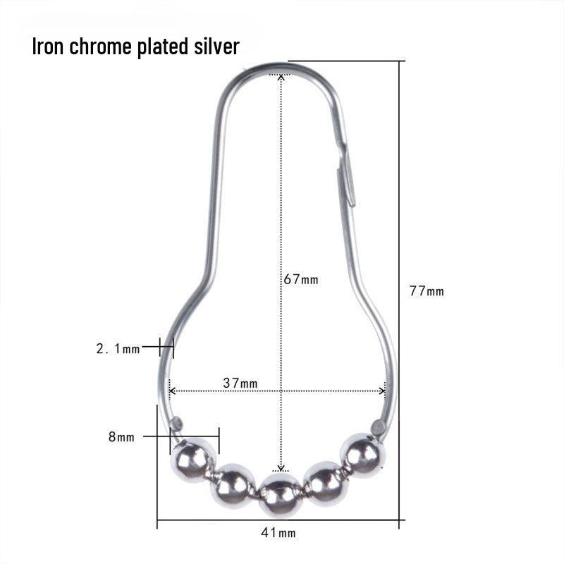 Metal Gourd Roller Shower Curtain Hooks - Rust-Resistant, No-Disassembly Required 1 piece
