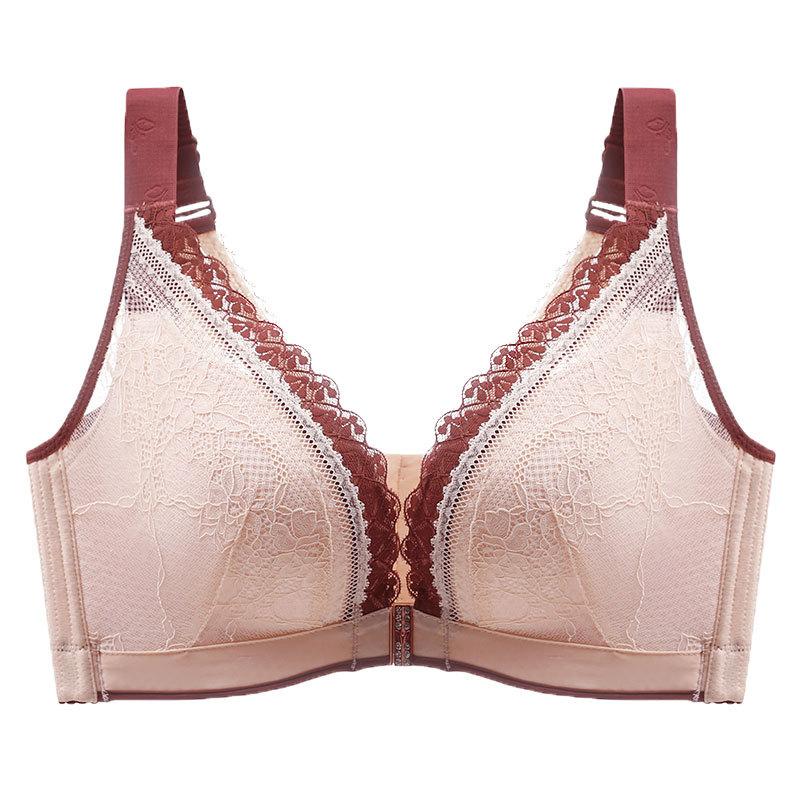 Sexy Sexy Large Size Front Buckle Lace Back Summer Thin Section Adjusted Poly Polymerization Without Steel Ring To Collect Secondary Breasts Cover