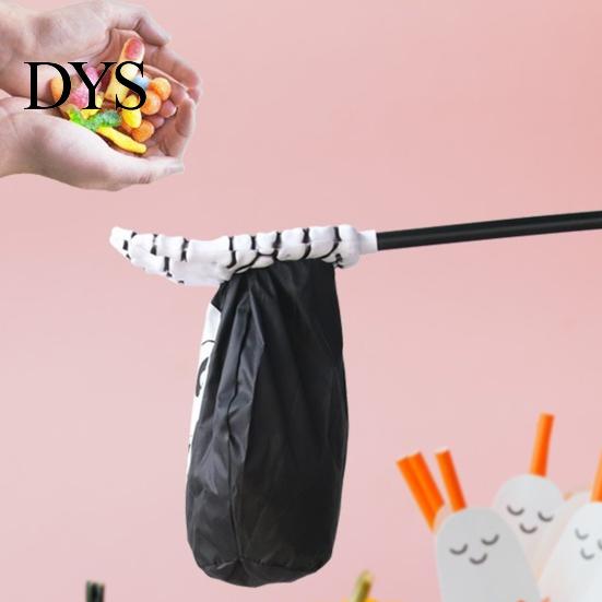 Halloween Props for Children Trick or Treat Bags Kids, Palm Shaped Candy Holder, Decorative Party Pouches Skeleton Hand Pouch with Long Handle Goodies