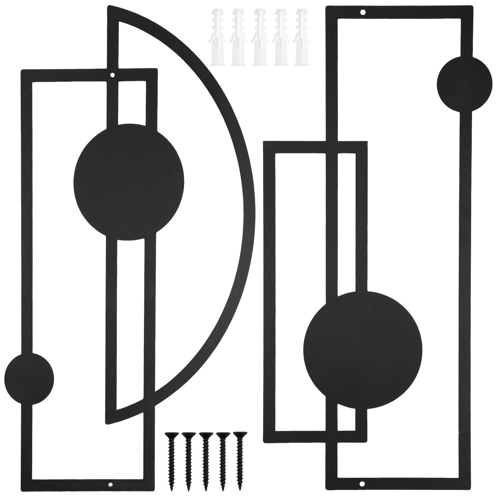 

2Pcs Black Abstract Metal Wall Art Vertical Minimalist Decoration Modern Geometric Decor 3D Textured Sculptures for Living Room