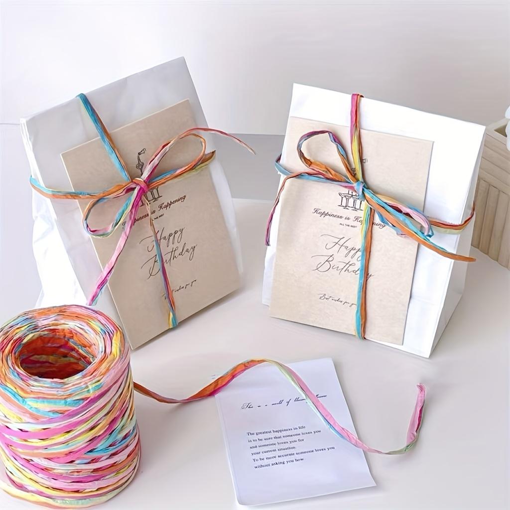 Vibrant Multi-Color Raffia Gift Wrapping Twine, Decorative Ribbon for Festival Gift Tying & DIY Crafts