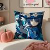 Game Genshin Wanderer Scaramouche Cushion Cover Pillowcase Short Plush Invisible zipper Room Sofa Cushion Cover