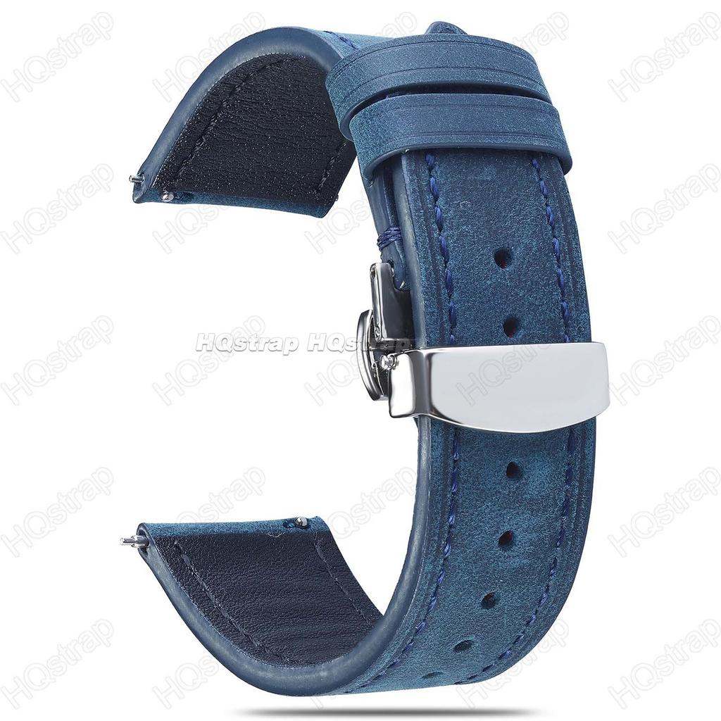 Watchband Cowhide Leather Watch Strap 18mm 19mm 20mm 21mm 22mm Stainless Steel Buckle Butterfly Bracelet for Women Men Watch Band Vintage