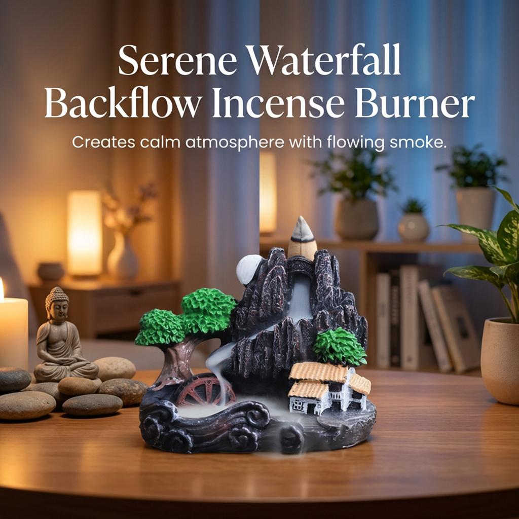 Resin Ceramic Backflow Incense Burners Home Decor Diffuser with Unique Smoke Downward Flow Design for Living Room Bedroom