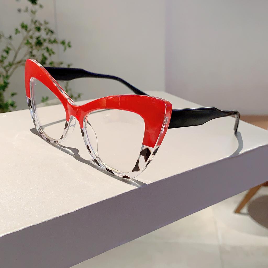 Oversized Cat Eye Glasses Women Stylish Vintage Blue Light Blocking Eyewear Butterfly Shaped Candy Color Rim Eyeglasses