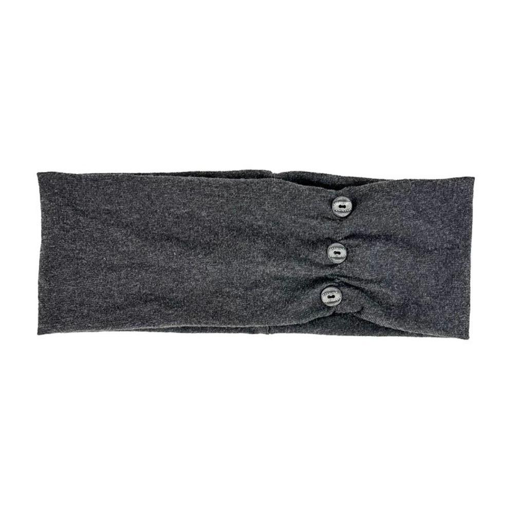 Pleated Women Headband Elastic Head Wrap Vintage Wide Button Headband for Students Daily