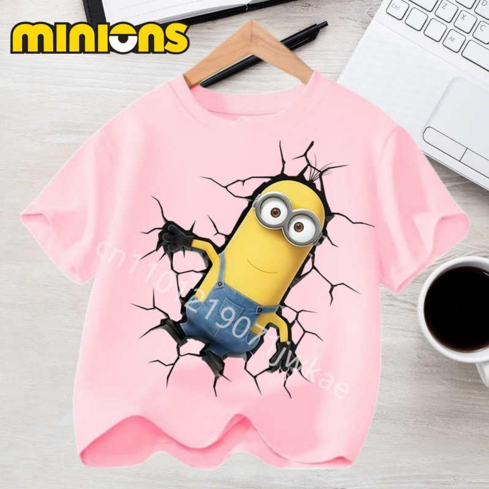 Anime Minions T-shirts for Children Kawaii Cartoon Graphic T Shirts Girls Casual Short Sleeves Tops Summer Baby Boys Clothing