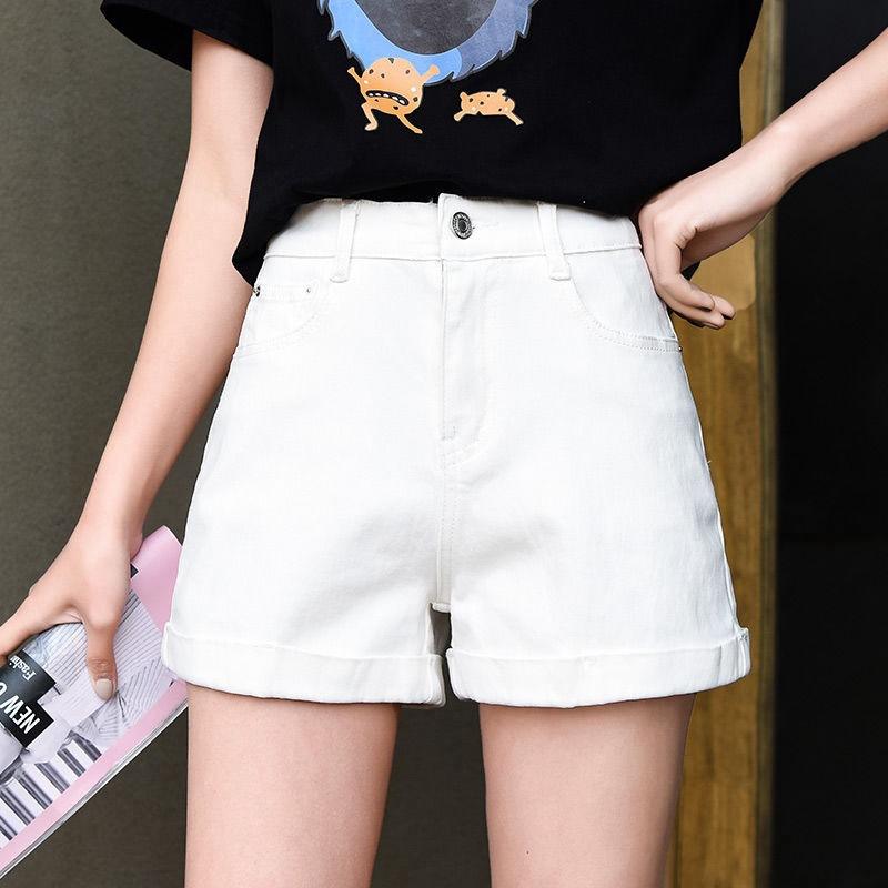 Classic and Minimalist Fashion Versatile Black Women's Summer Rolled A-line Pants Thin Wide-legged Sub Denim Shorts Individuality and Trendiness