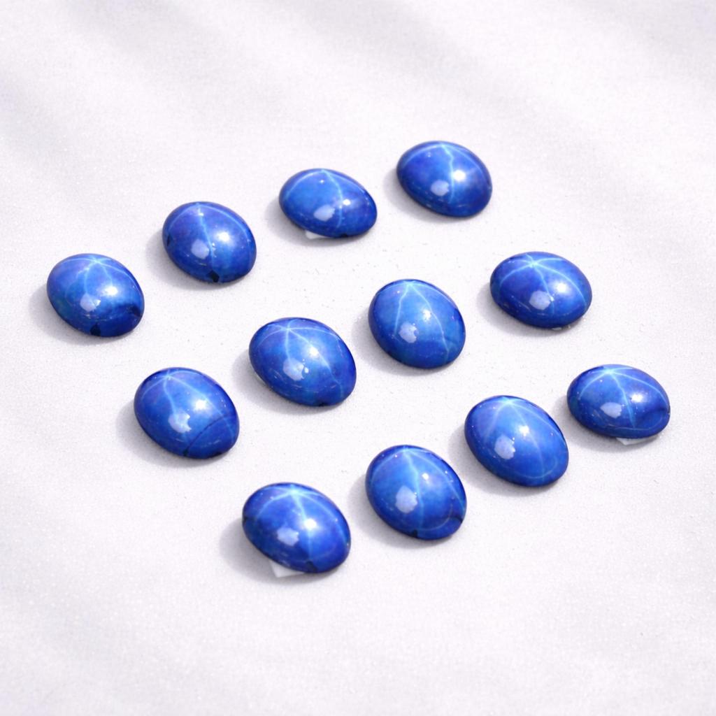 Blauer Sternsaphir Cabochon Los 9x7mm Oval – Natürliche Sternsaphir Edelsteine für die Schmuckherstellung
