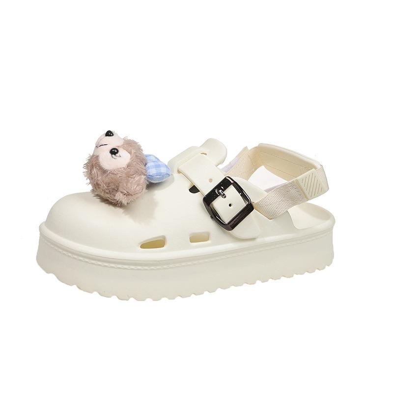 Cute cartoon bag head half slippers women wear thick-soled height-enhancing cool slippers in summer