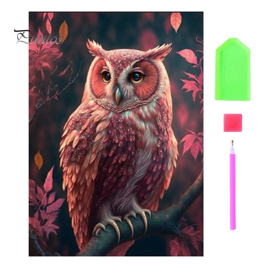 

1 комплект 5D комплект алмазной живописи креативный узор коровы и совы DIY декоративная картина со стразами для домашнего офиса светло-розовый