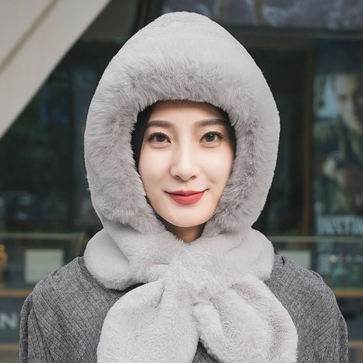 

WTEMPO большой комплект из двух предметов: шапка и шарф, осенне-зимняя однотонная шапка из искусственного меха для отдыха на природе, женская повседневная теплая повседневная шапка-шарф 1pc светло-серый