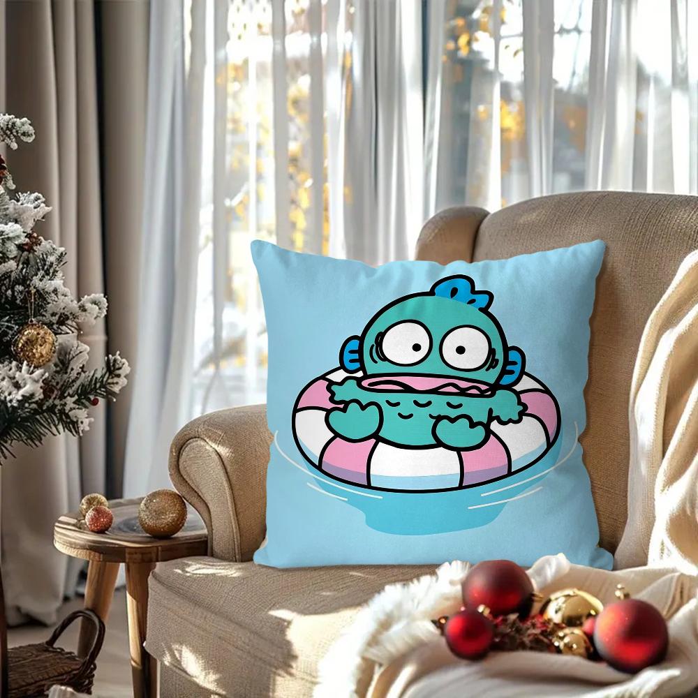 Cartoon Ugly Fish Animation Pillow Case Square Pillow Bedroom Sofa Leisure Comfort Cushion Car Living Room Home Decoration 40X40