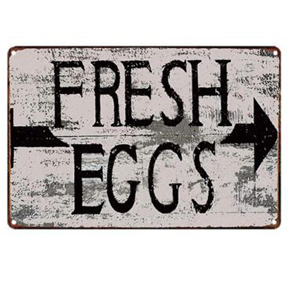 Mfoever Chicken Egg Shabby Chic Poste Tin Signs Metal Plate Farm Fresh Eggs Metal Tinplate Sign Poster xcm