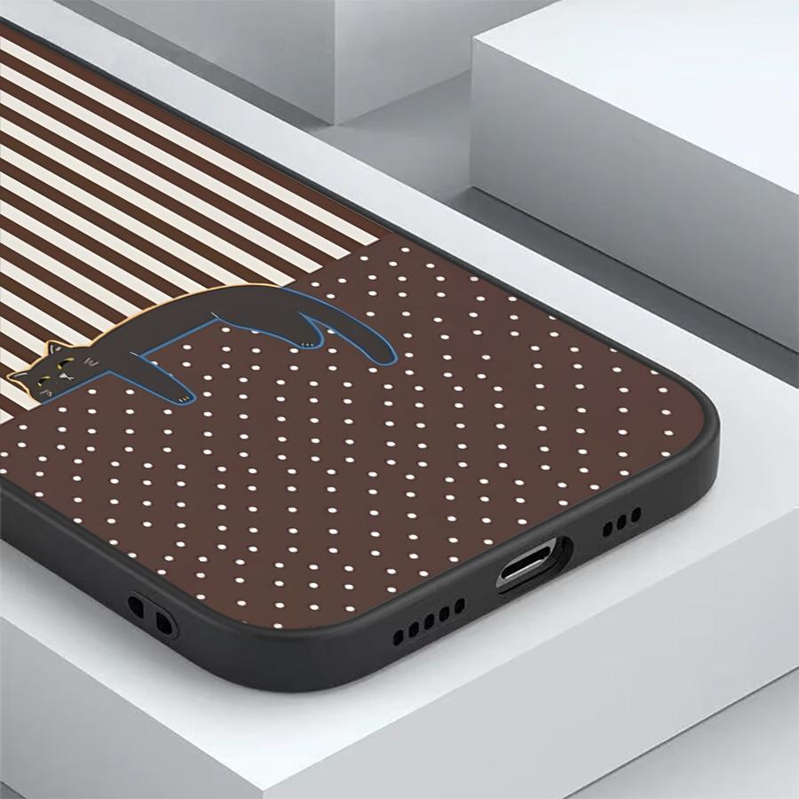 Funda Phone Cover Phone Case for Apple iPhone 17 Pro Max 11 Air 14 XR XS MAX 13 16 15 Pro 7 8 12 17e Cartoon Grid Cat