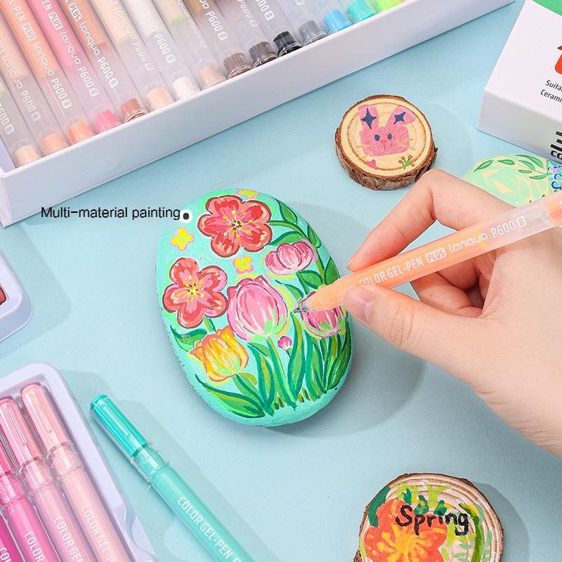 Languo Three-Dimensional Effect Acrylic Painting Gel Pens Set 1.0mm Tip Kawaii Stationery Student Color Drawing Pen Art Supplies