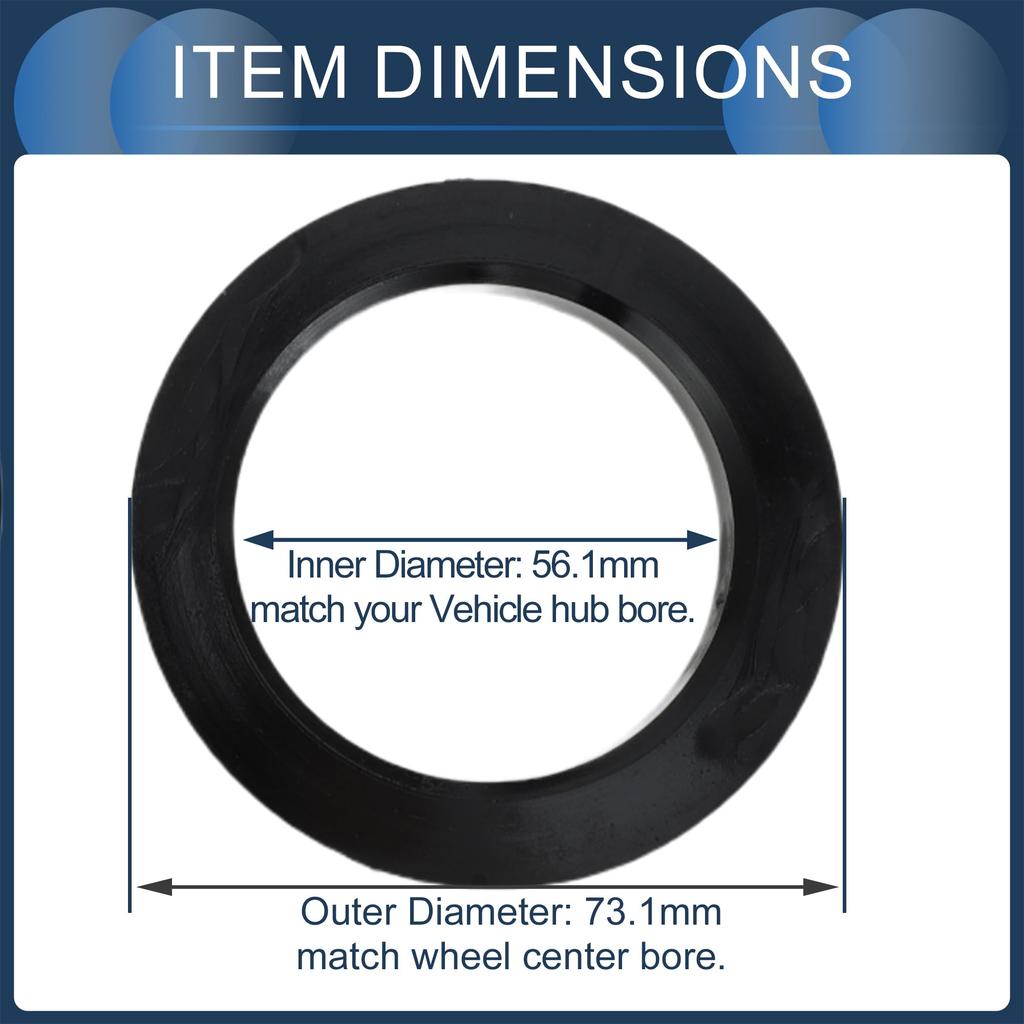 INFINAUTO Navring 56,1 mm innerdiameter 73,1 mm ytterdiameter Bilhjulsnabbring ABS-plast Svart 4 st