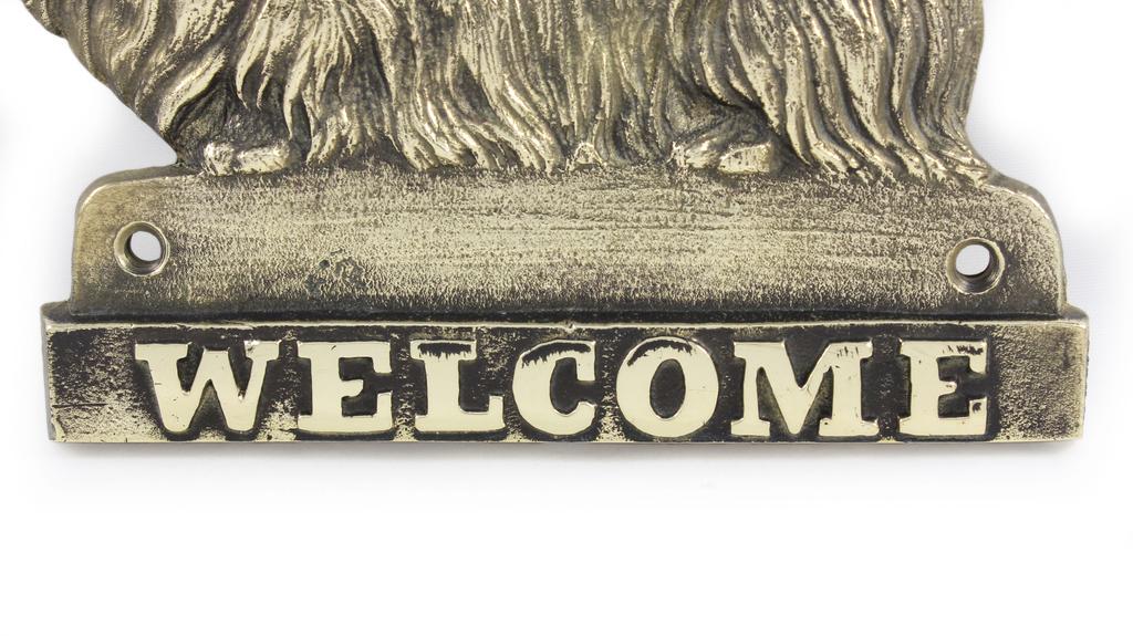 Pekingese, Pekinese, Peke – A door sign with a dog, a brass welcome plaque | Art-Dog