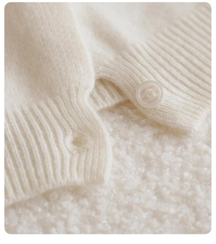 Kinder-Cardigan aus 100% reiner Wolle, gestrickt, mit Cartoon-Motiv, koreanischer Stil, Rundhals-Pullover für Jungen und Mädchen