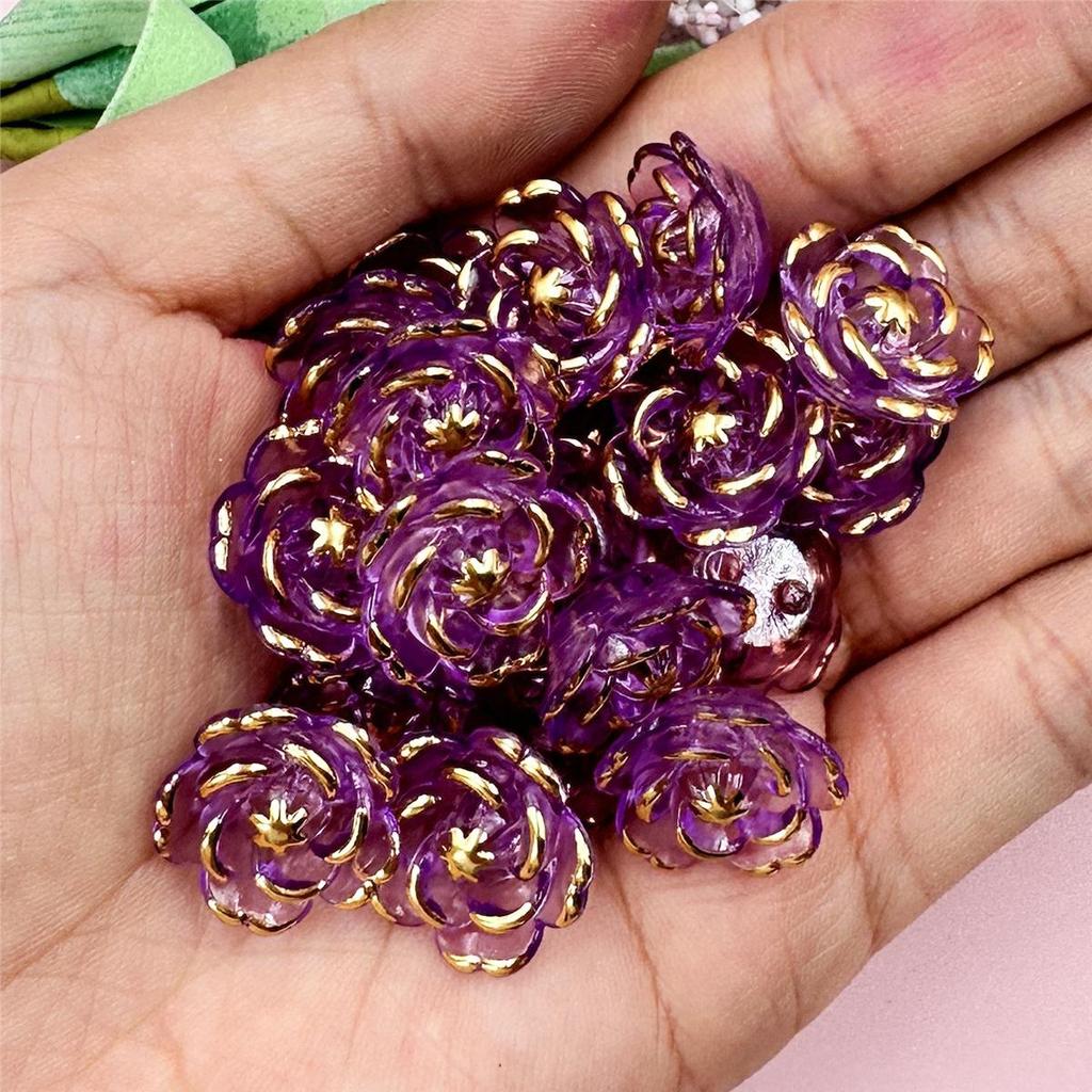 100pcs Handmade Flower-Shaped Acrylic DIY Beads In Multiple Colors (20 Pieces) for Jewelry Making