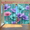 2D FLAT PRINTING 2pcs Curtains (Without Rod) Floral Pattern On Teal Background Holiday April Fools Is Day Printed Curtains