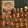 Sammlerhunde-Figuren Adventskalender, 24-Tage-Weihnachts-Countdown Acryl-Ornament-Set mit Feiertagsdekoration Mini-Figuren, Baumbehang