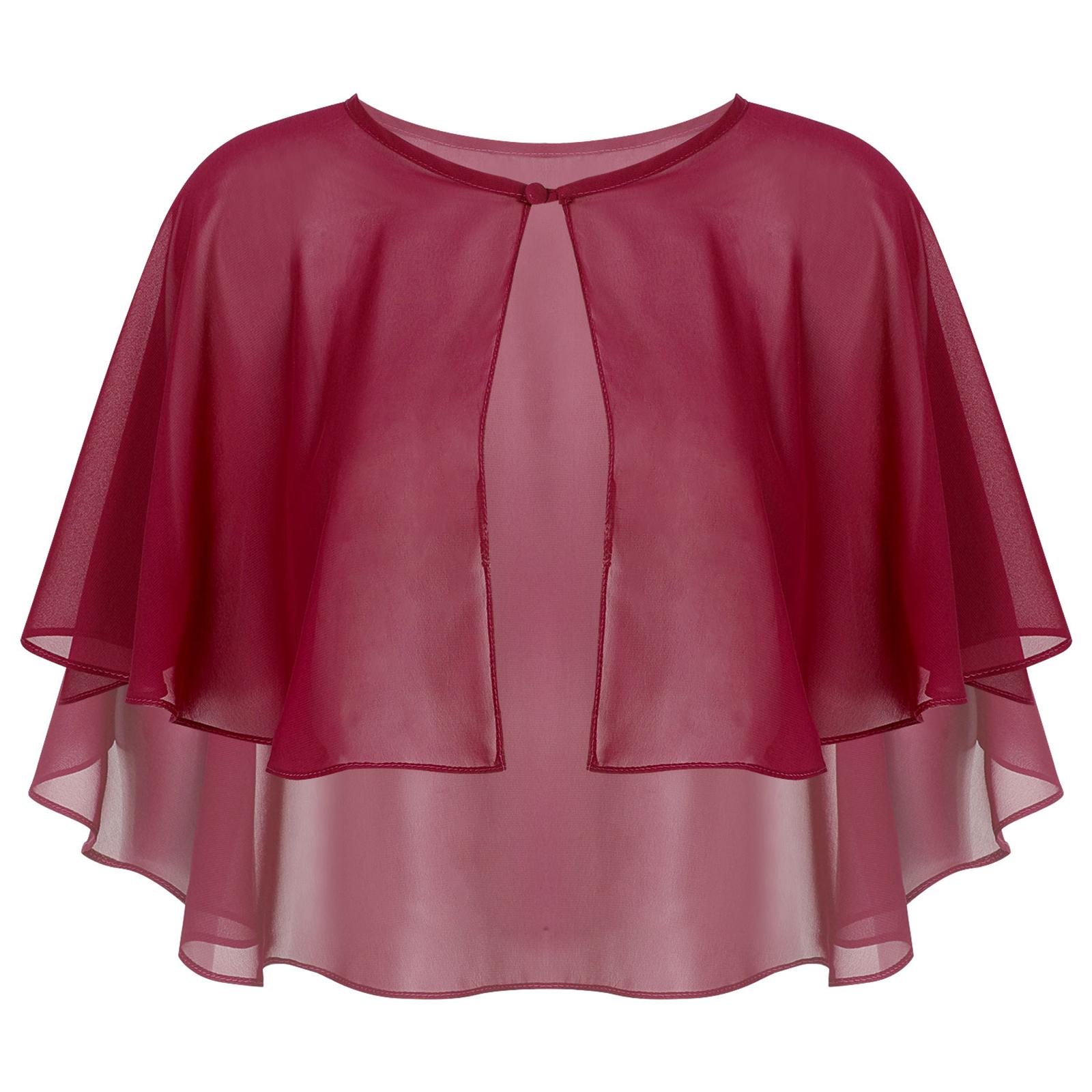 

Женская шифоновая накидка-шаль на одну пуговицу, прозрачная накидка на свадебное платье для свадебных или вечерних мероприятий One Size бордовый