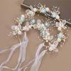 Flower Girl Tiaras Headband with Wrist Flower Artificial Pearls Flower Hairhoop For Wedding Dress And Formal Occasion
