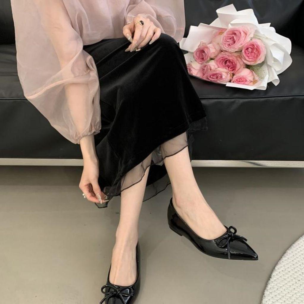 Womens French Style Flat Shoes With Bow Detail For Daily Office And Casual Wear