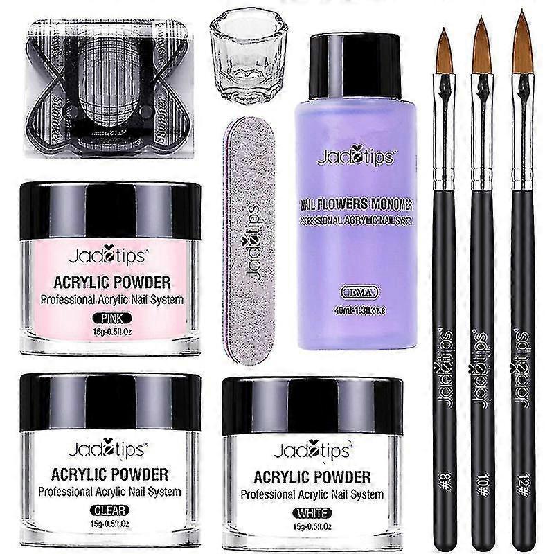 40ml Acryl-Nagelfarben mit Pinsel Nagelkunst Starter-Geschenkset Maniküre-Werkzeuge - RIpj