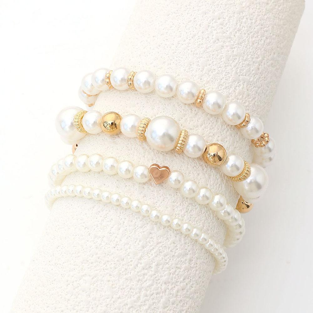 Women' Pearl Bracelet 4 Pieces SET Pearls Set PEARLS Wedding