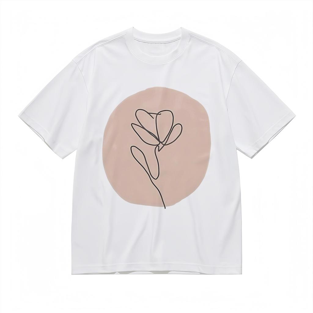 Men's Soft Breathable All Season Classic T-Shirt Mens Womens Tees Top Minimalist Line Flower Tee USA