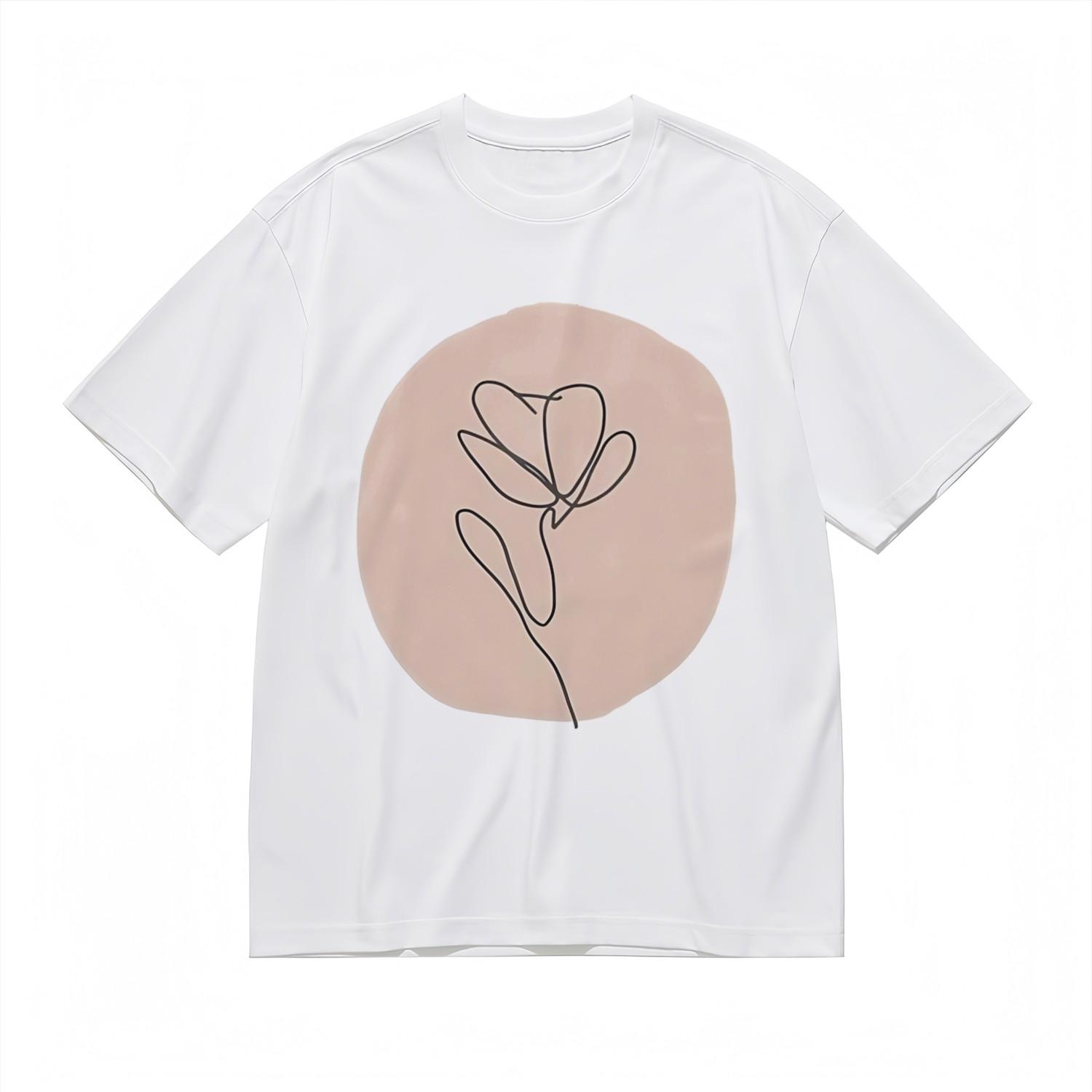 Men s Soft Breathable All Season Classic T-Shirt Mens Womens Tees Top Minimalist Line Flower Tee USA S