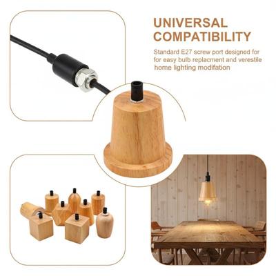 Simple Wooden E27 Socket Lamp Holder Ceiling Light Base Adapter Easy Install for Home Office Reading Area Fixtures