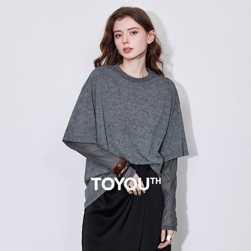 Chuyu Women s Faux Two-Piece Tie-Dye Long Sleeve T-Shirt XL
