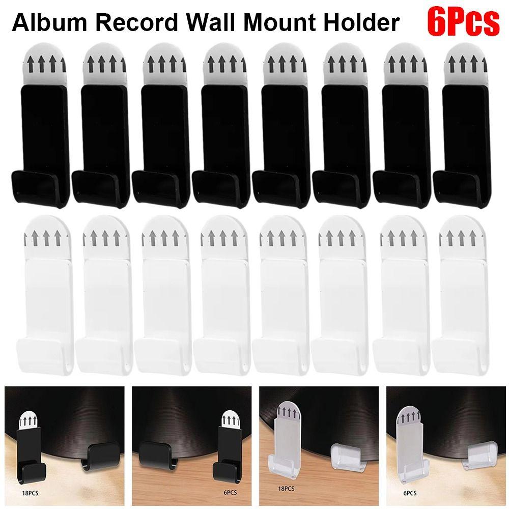 

6Pcs Wall Mount Display Storage Shelf Self Adhesive Album Disc Show Rack Durable Records Holder 6Pcs Black