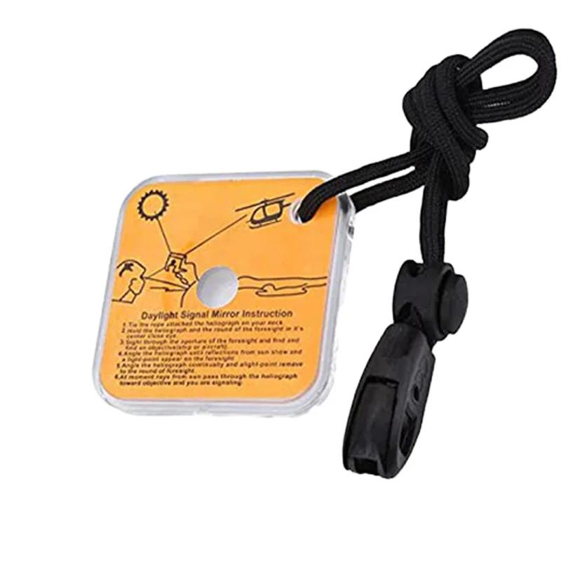 

Outdoor Emergency Survival Reflective Signal Mirror Whistle Practical Adventure Mirror Outdoor Camping Hiking Hunting EDC Tools
