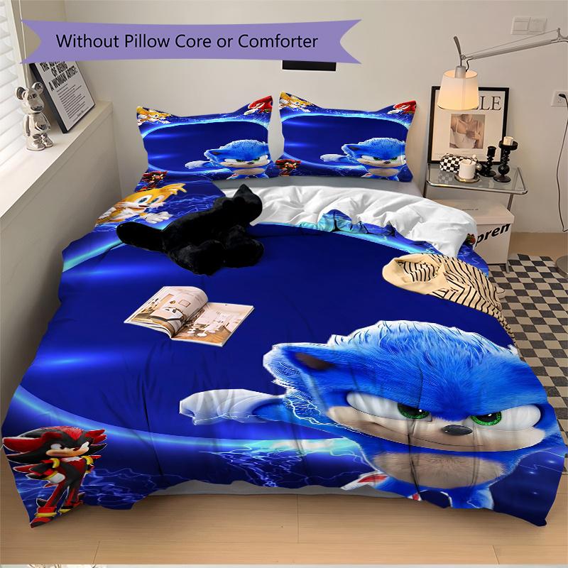3pcs Sonic the Hedgehog & Friends Home Decor Bedding Set-Universal Three-Piece Suit for Bedroom, Guest Room, Living Room, Hotel-Perfect Gift