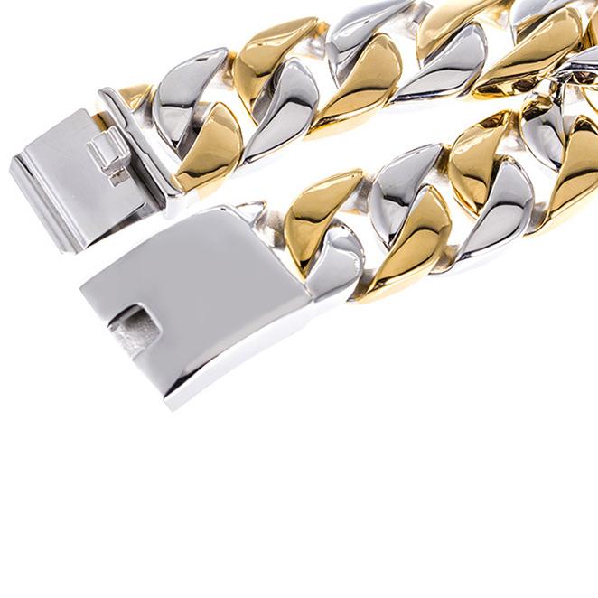 Pulseira de Corrente Curb Cubana Cor Ouro Prata Pesada 26MM Homens Mulheres Hiphop Arco-íris Aço Inoxidável Biker Moto Pulseira Joia