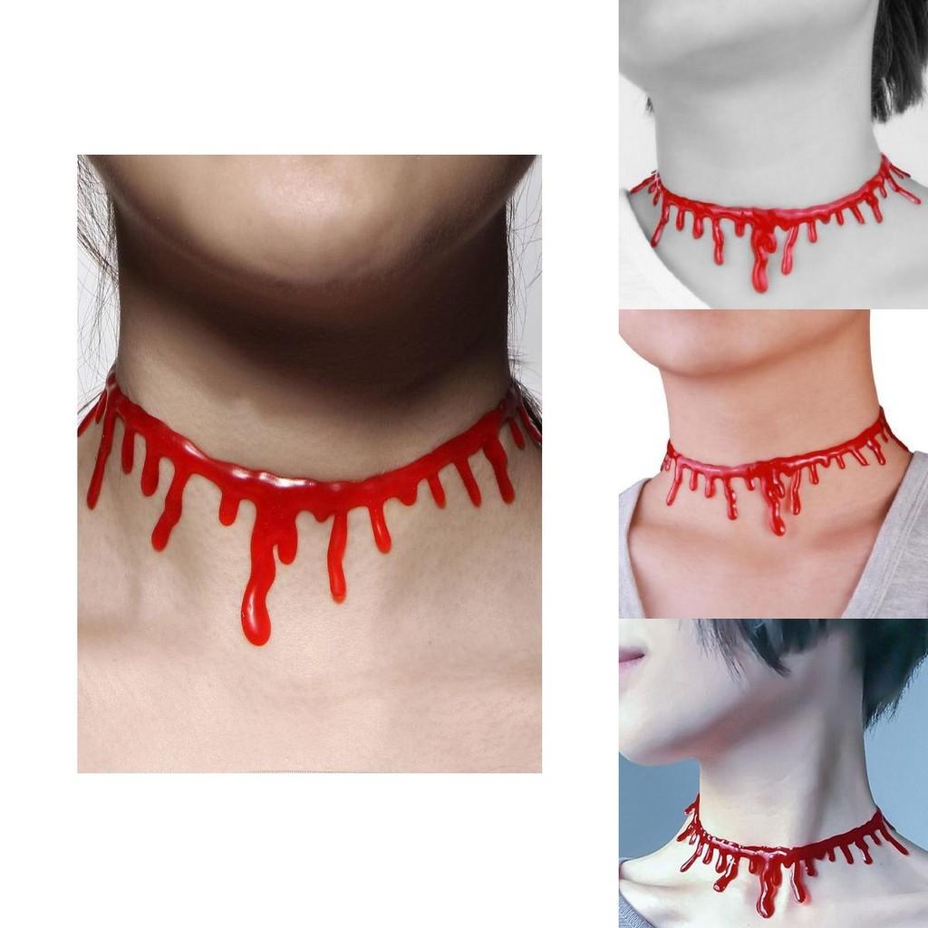 Halloween Vampire Necklace Spooky Gothic Style Plastic Geometric Blood Necklace