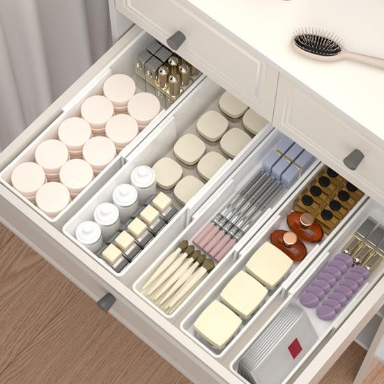 Telescopic Storage Box Drawer Organizer Large Capacity Smooth Edge Retractable Design Space-Saving Tableware