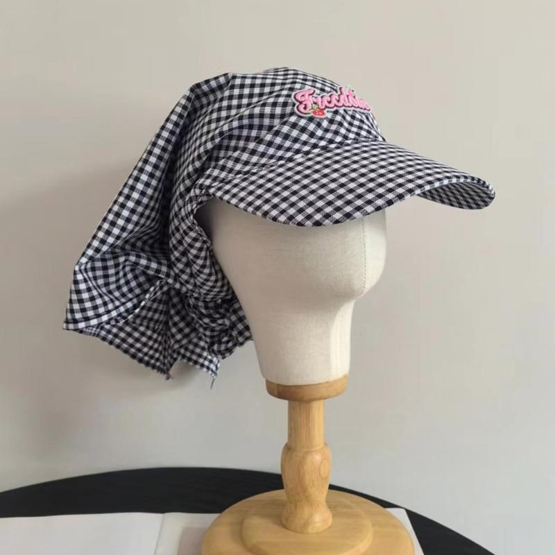 Quick Drying Baseball Hat for Women Girls Embroidery Adjustable Hat Checkered