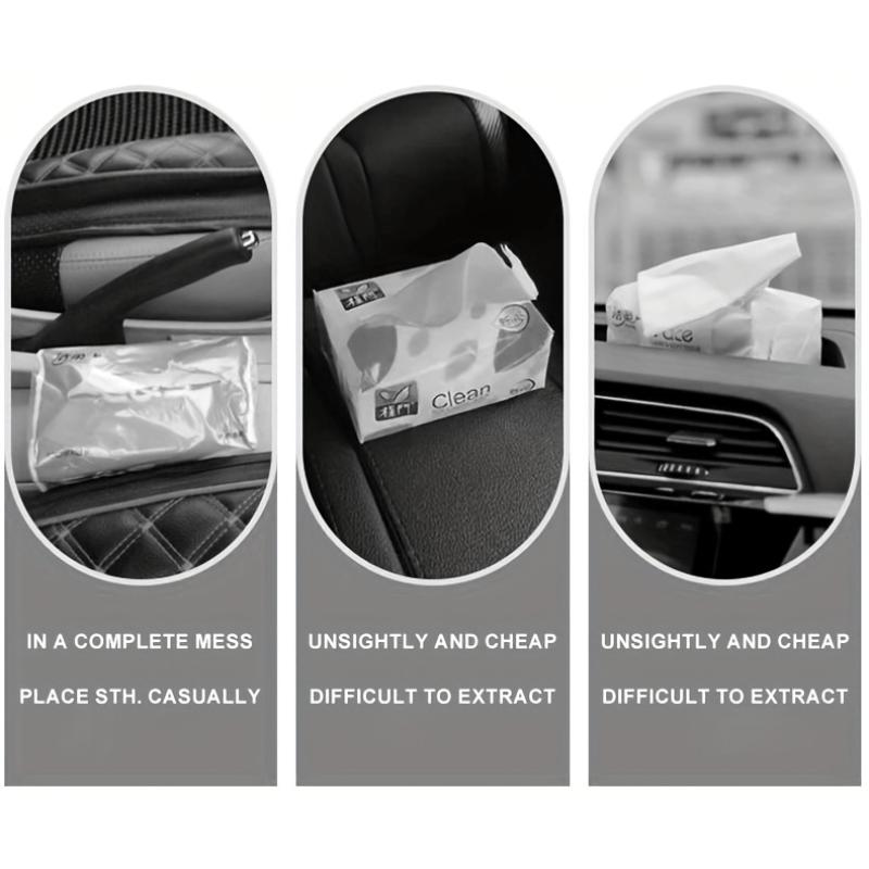 Faux Leather Car Tissue Box with Non-Slip Base Design, Essential for Various Vehicle Types, Enhances The Interior Aesthetics, Easy To Clean
