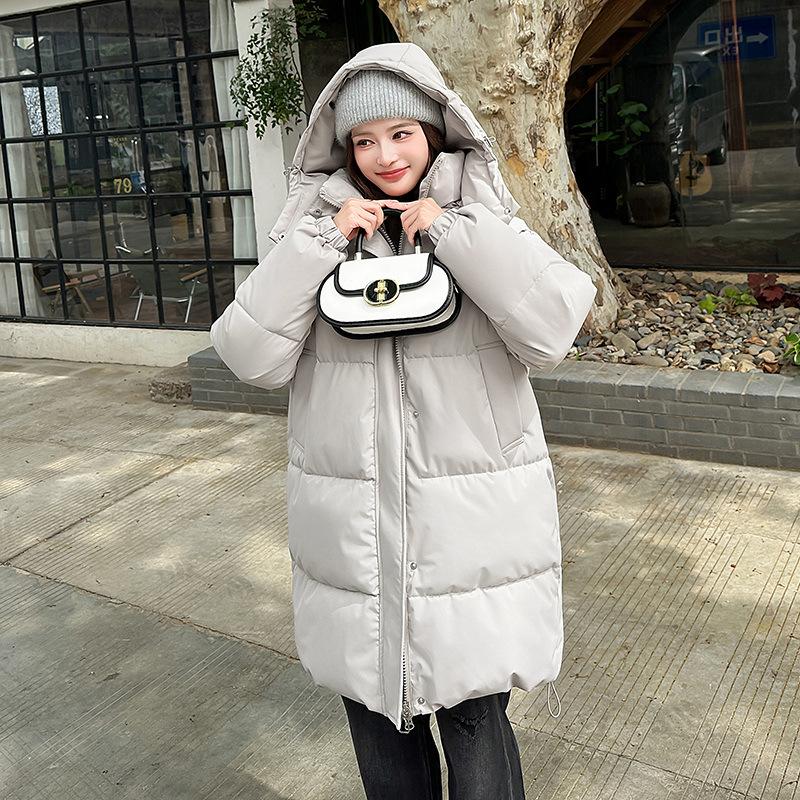 2025 New Medium and Long Cotton-padded Clothes Cotton-padded Clothes Hooded Versatile Fashion Loose Foreign Style Women's Coat