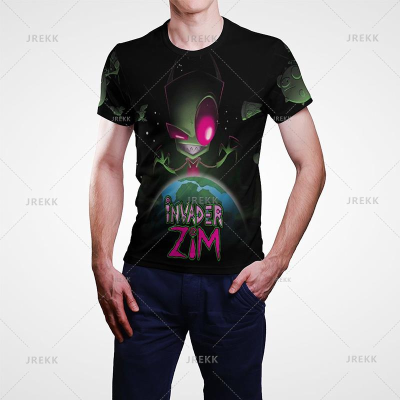 Cartoon Anime Invader Zimní tričko Pánské léto Krátký rukáv Cool Tričko s 3D potiskem Funny Dib Membrane Tops Trička