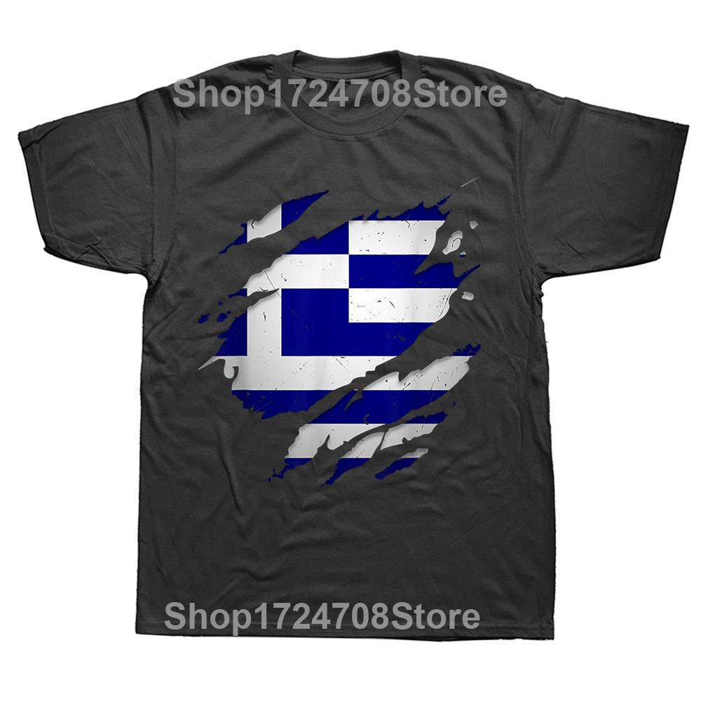IT'S IN MY DNA Greece Greek Flag Pride Vintage T Shirts Graphic Cotton Streetwear Short Sleeve Birthday Gifts T-shirt Men