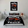 Monster Truck Red Flame Design Bedding Set for Kids Luxury Gift 3pcs Digital Print Comforter Set Soft Comfortable Breathable