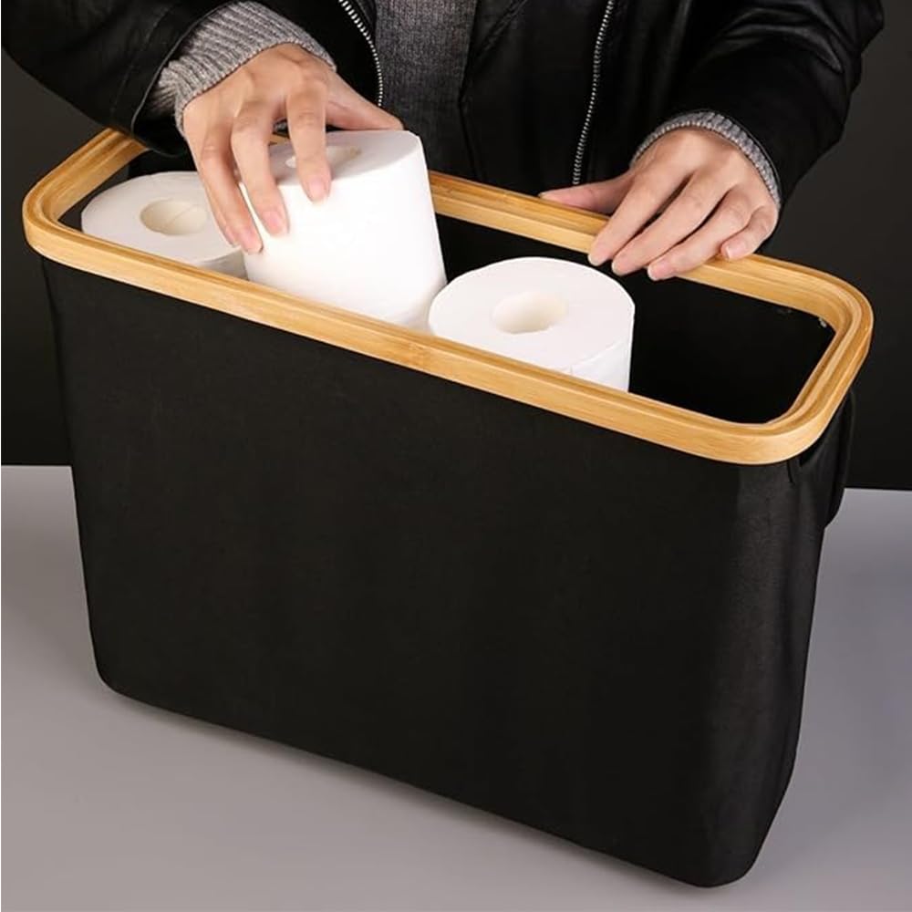 Toilet Paper Storage 28L, Toilet Paper Basket with Lid for Bathroom Storage Organizer, Free Standing Holds Up To 9-12 Rolls