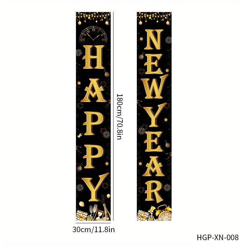 

2 шт./набор, 30*180 см/11,8*70,8 дюйма, С Новым годом Подвесной баннер Куплет, Домашний Внутренний Наружный Подвесной баннер, Принадлежности для украшения праздничной вечеринки Pack of 2 чёрный